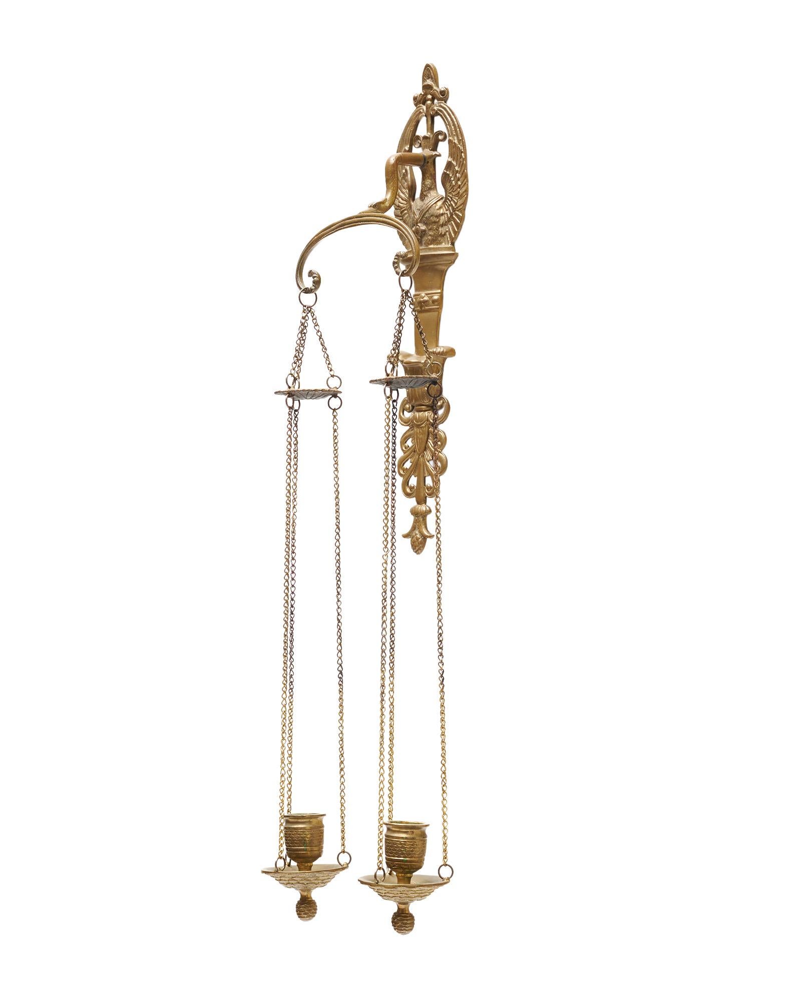 Pair of French Empire Period Brass Candle Sconces For Sale 2