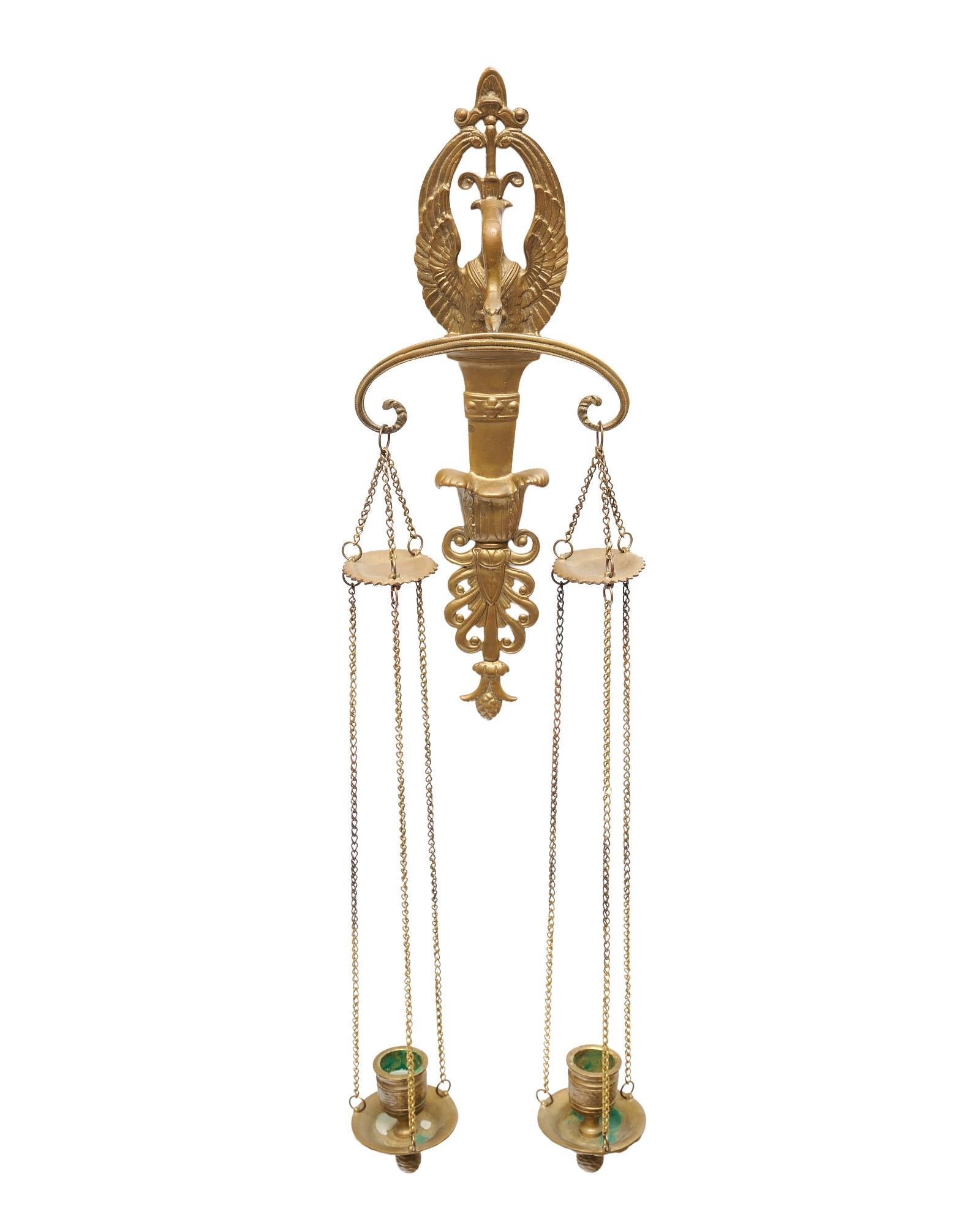 Pair of French Empire Period Brass Candle Sconces For Sale 4
