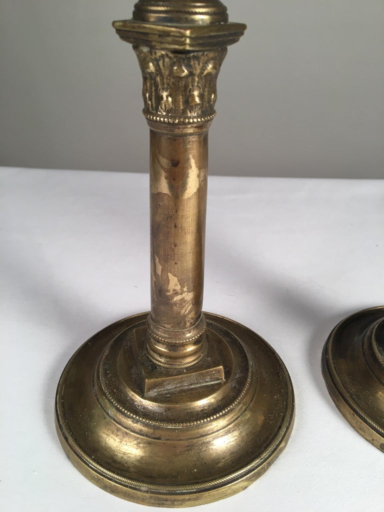 Pair of French Empire Period Candlesticks at 1stDibs