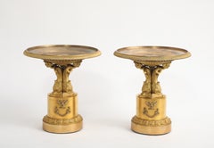 Pair of French Empire Period Dore Bronze Dolphin Centerpieces/Tazzas w/ Armorial