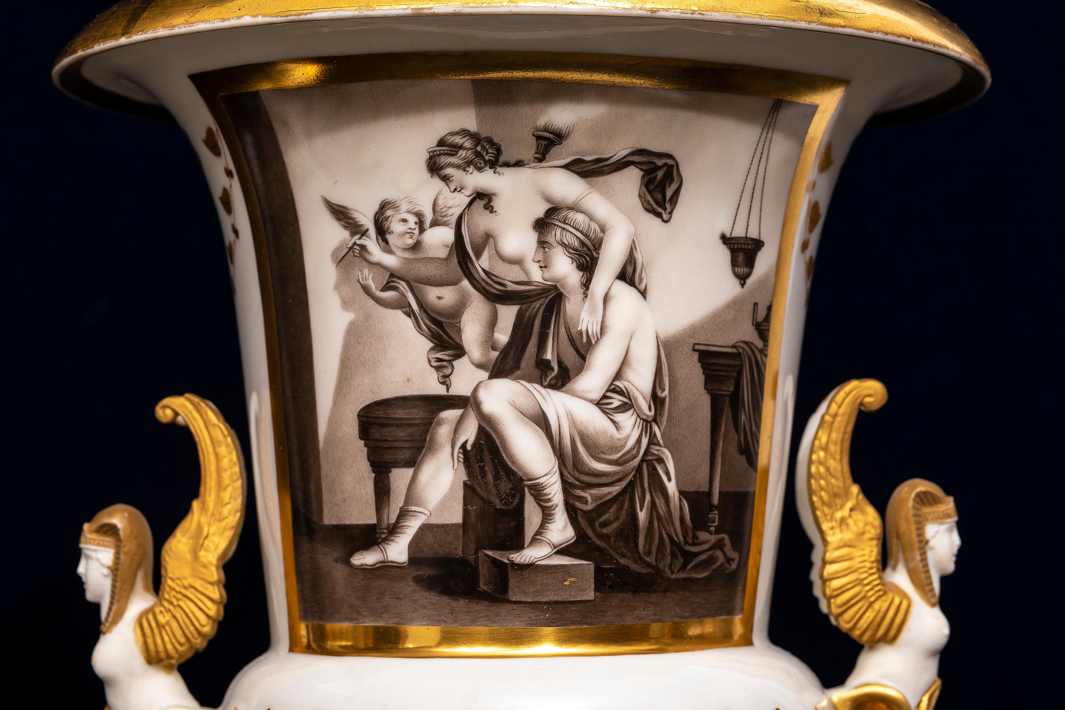 Paire de vases en porcelaine Locre de style néo-égyptien d'époque Empire français en vente 2