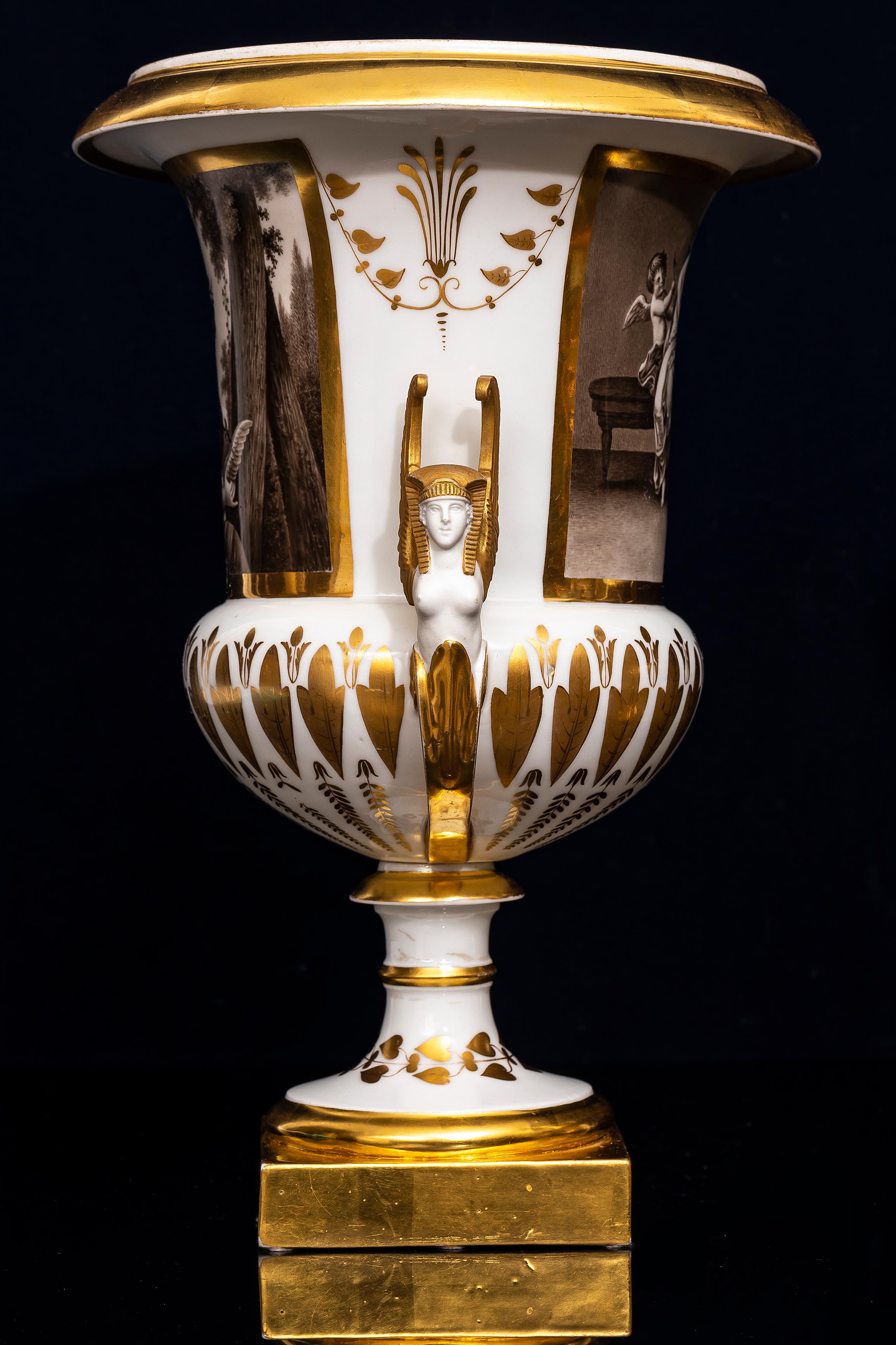 Paire de vases en porcelaine Locre de style néo-égyptien d'époque Empire français en vente 8