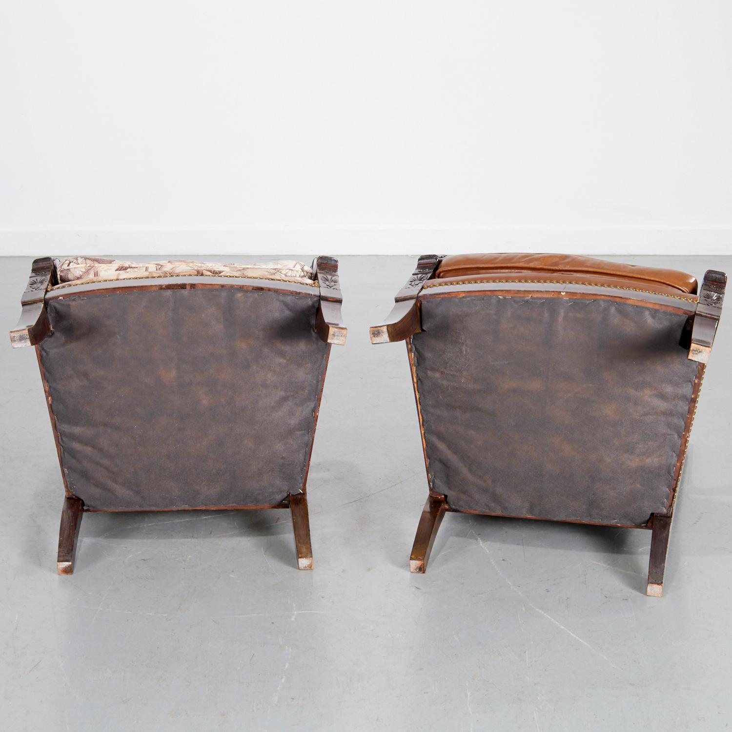 Paar französische Fauteuils aus der Empire-Zeit mit Vintage-Polsterung,  Anfang 19. Jh. im Angebot 2