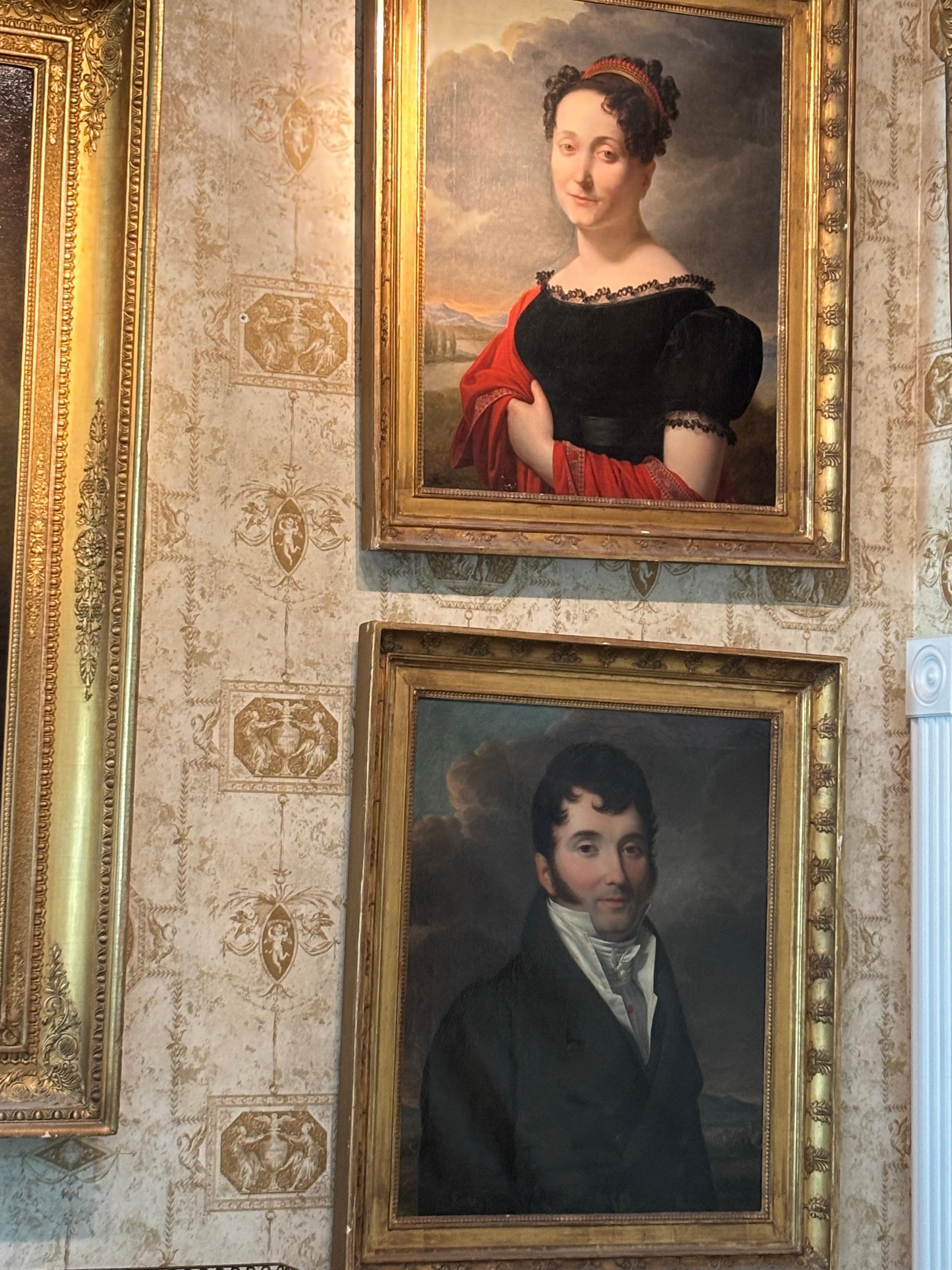 Paire de portraits d'un couple aristocrate de l'Empire français par Borel datés de 1819 en vente 5