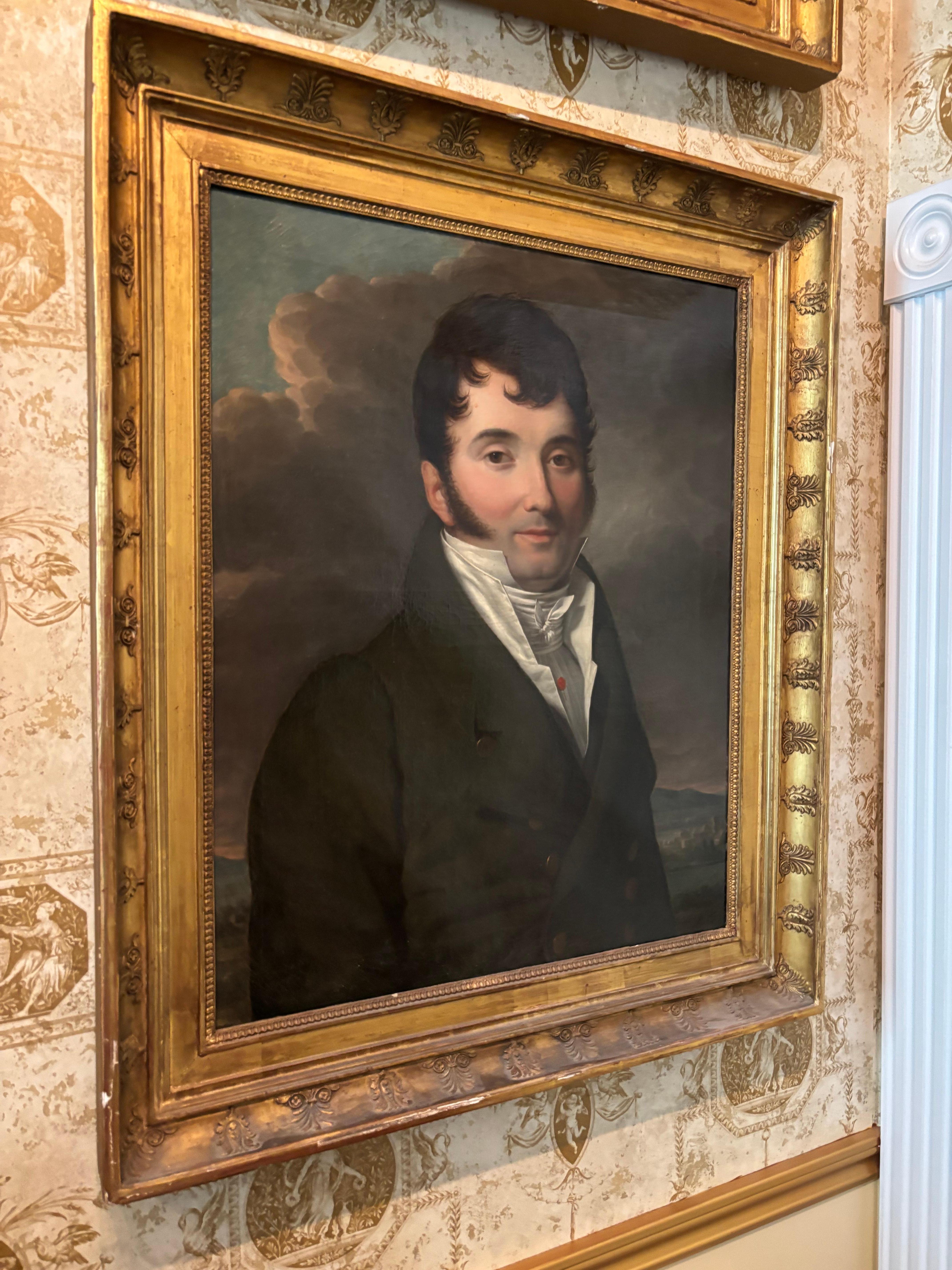 Paire de portraits d'un couple aristocrate de l'Empire français par Borel datés de 1819 en vente 8