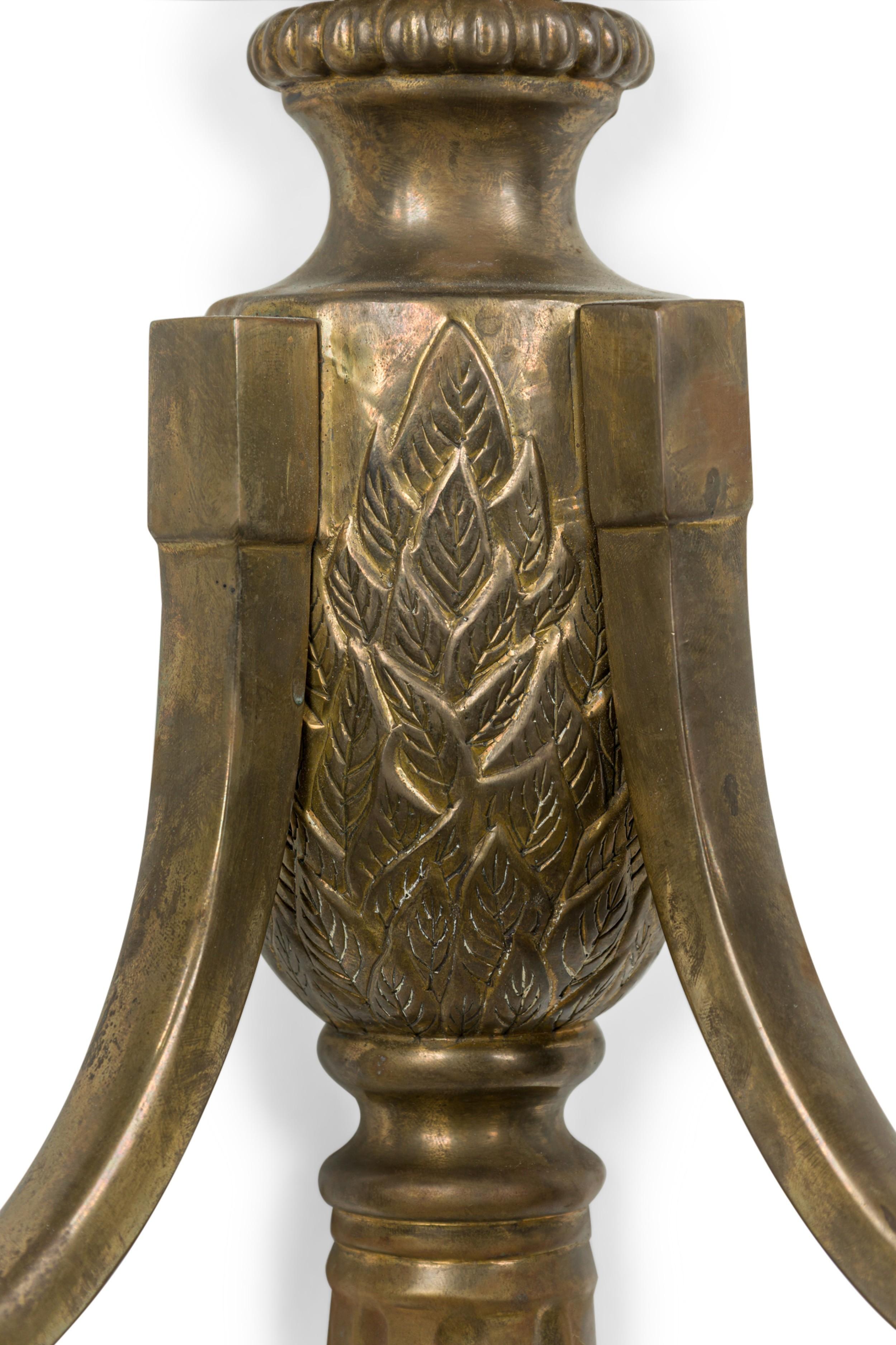 Pair Of French Empire Revival Bronze Two Light Wall Sconce For Sale 1
