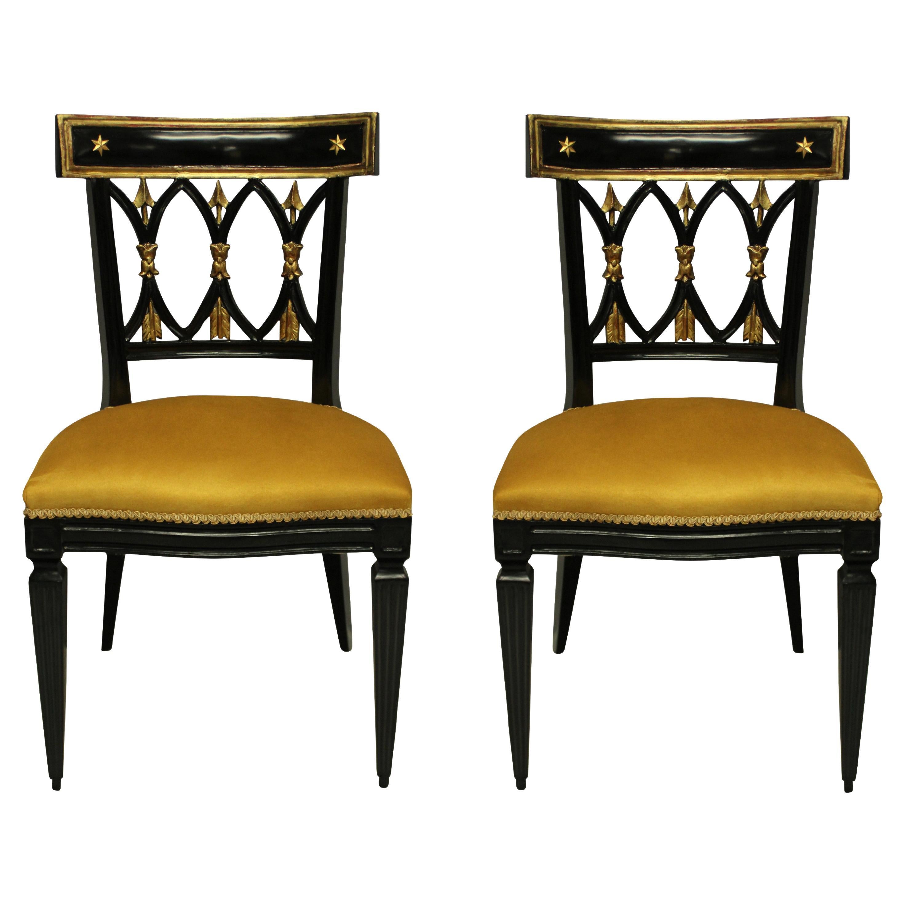 Pair of French Empire Revival Hall Chairs