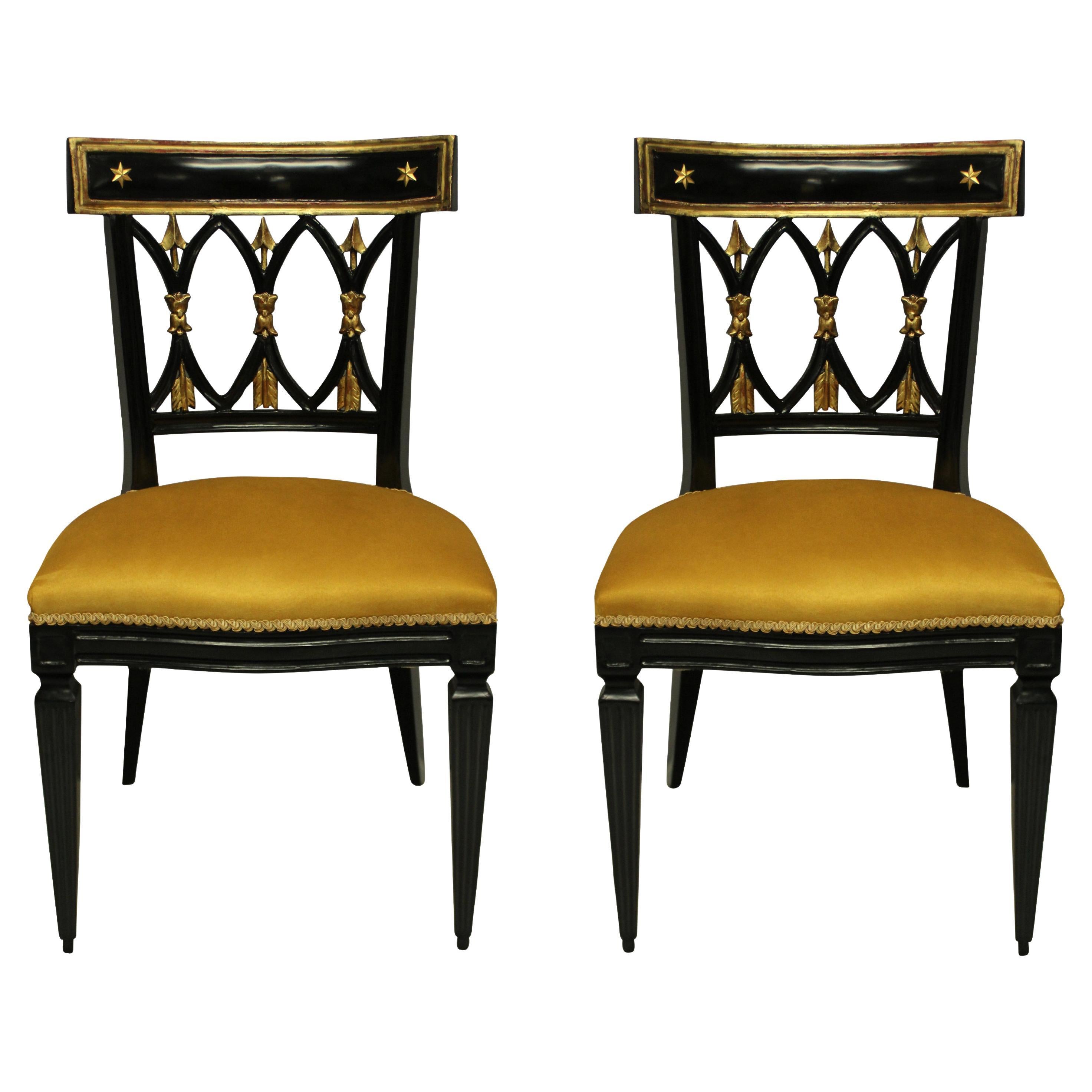 Pair of French Empire Revival Hall Chairs