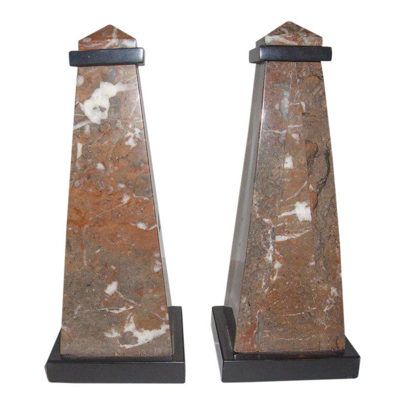 Pair of French Empire Revival Marble Obelisks 6