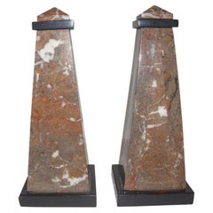 Pair of French Empire Revival Marble Obelisks
