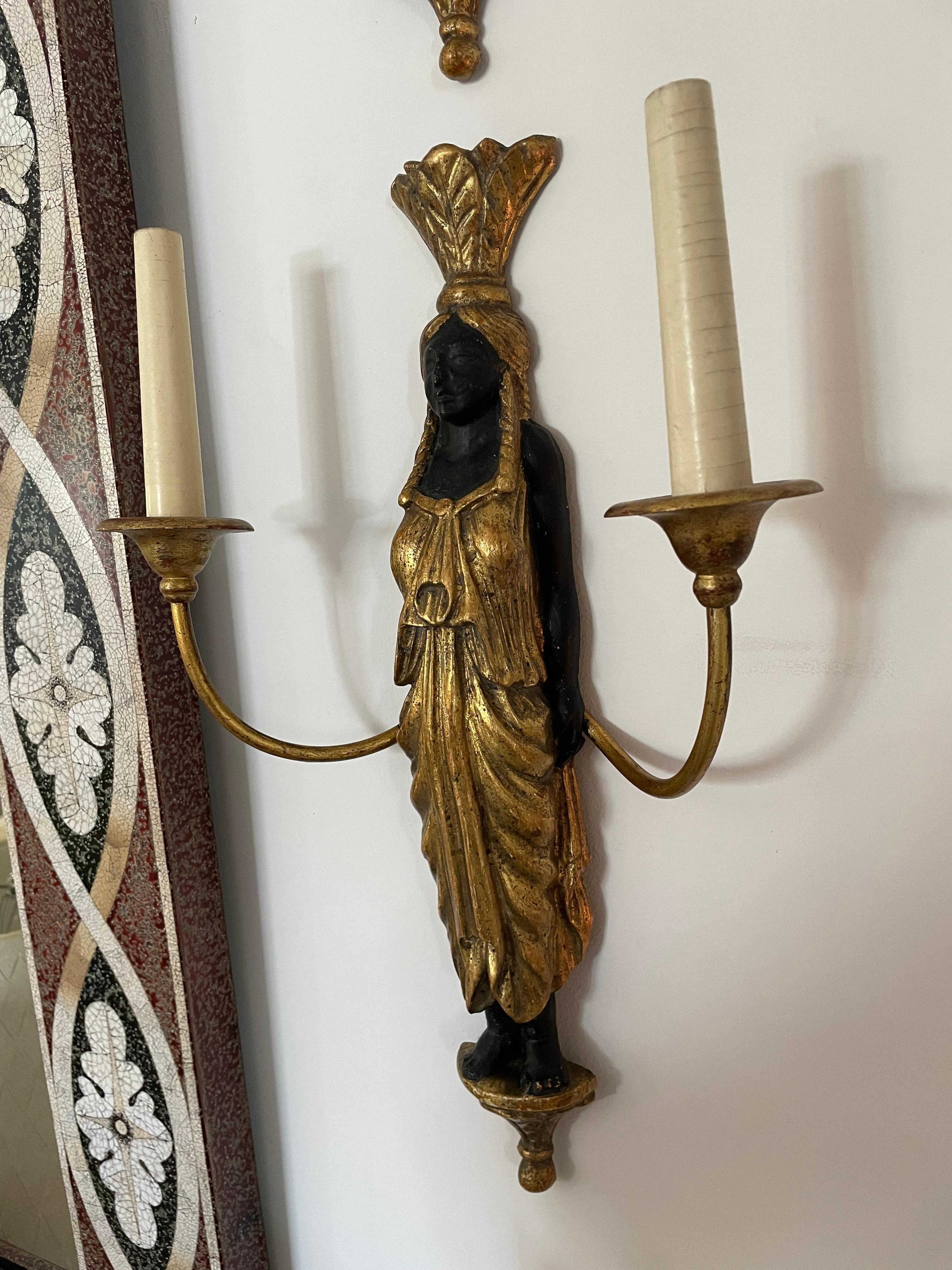 Pair of French Empire Revival Wall Sconces In Good Condition For Sale In West Palm Beach, FL