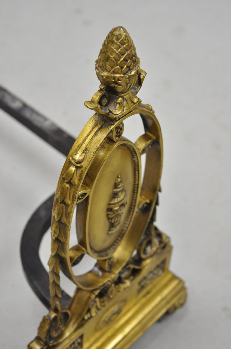 Paire De Chenets De Cheminée - Buste De Femme - Fonte - France - 19ème Siècle - Occasion