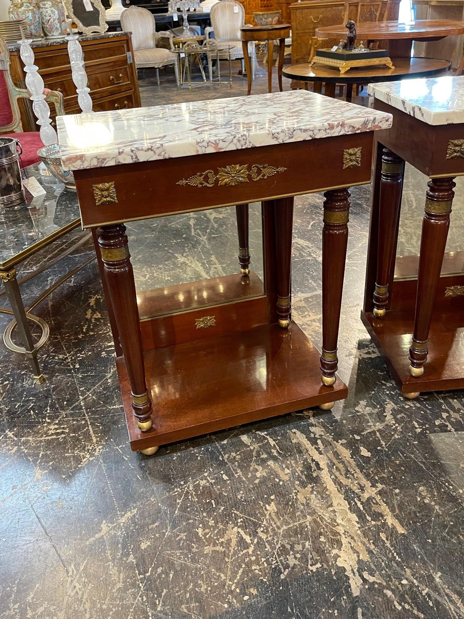 Pair of French Empire Side Tables  In Good Condition For Sale In Dallas, TX