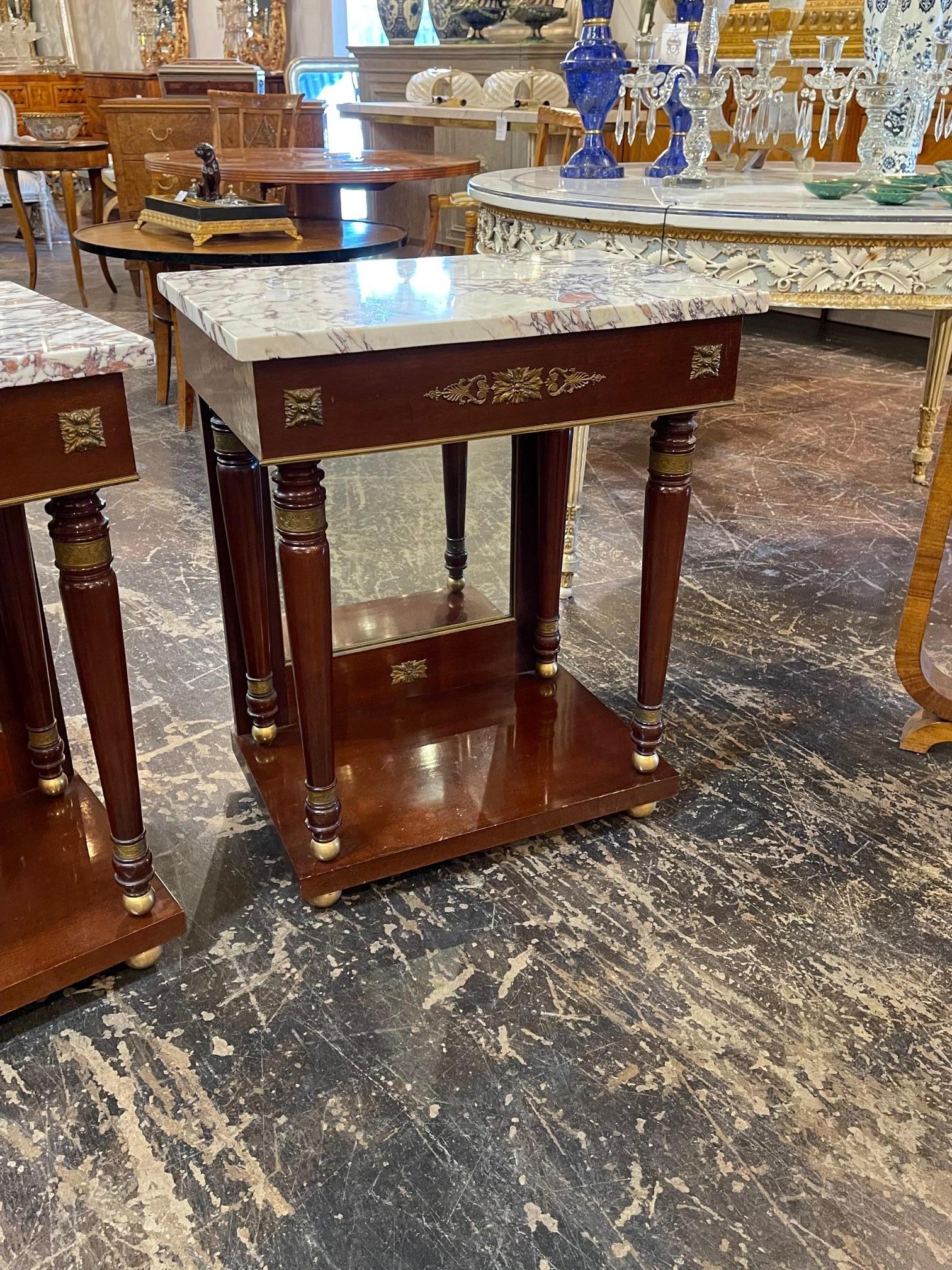 Mid-19th Century Pair of French Empire Side Tables  For Sale