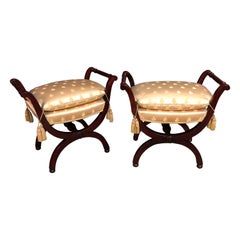 Antique Pair of French Empire Stools