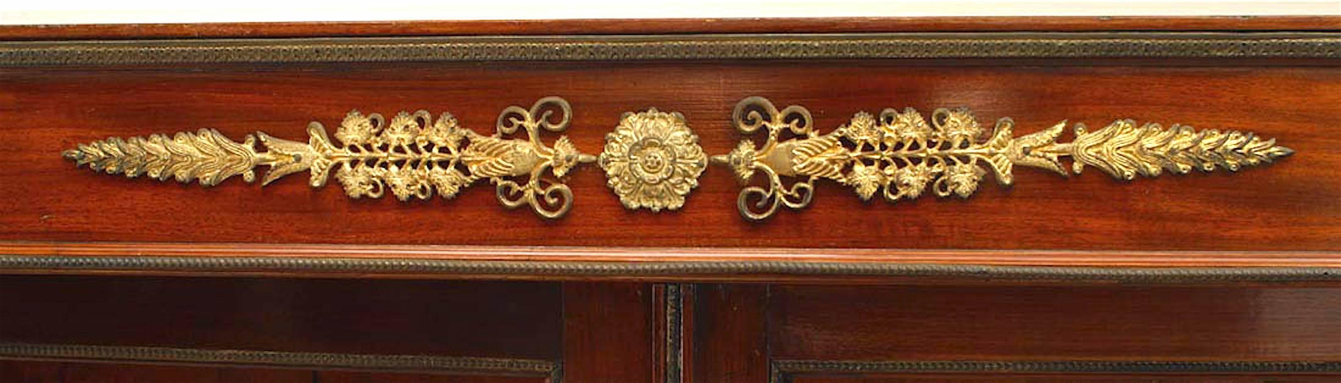 Pair of French Empire-style (19th Century) mahogany and bronze trimmed 2 plexiglass door bookcases. (PRICED AS Pair)
