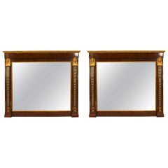 Pair of French Empire Style Mahogany Sphinx Figure Wall Mirrors