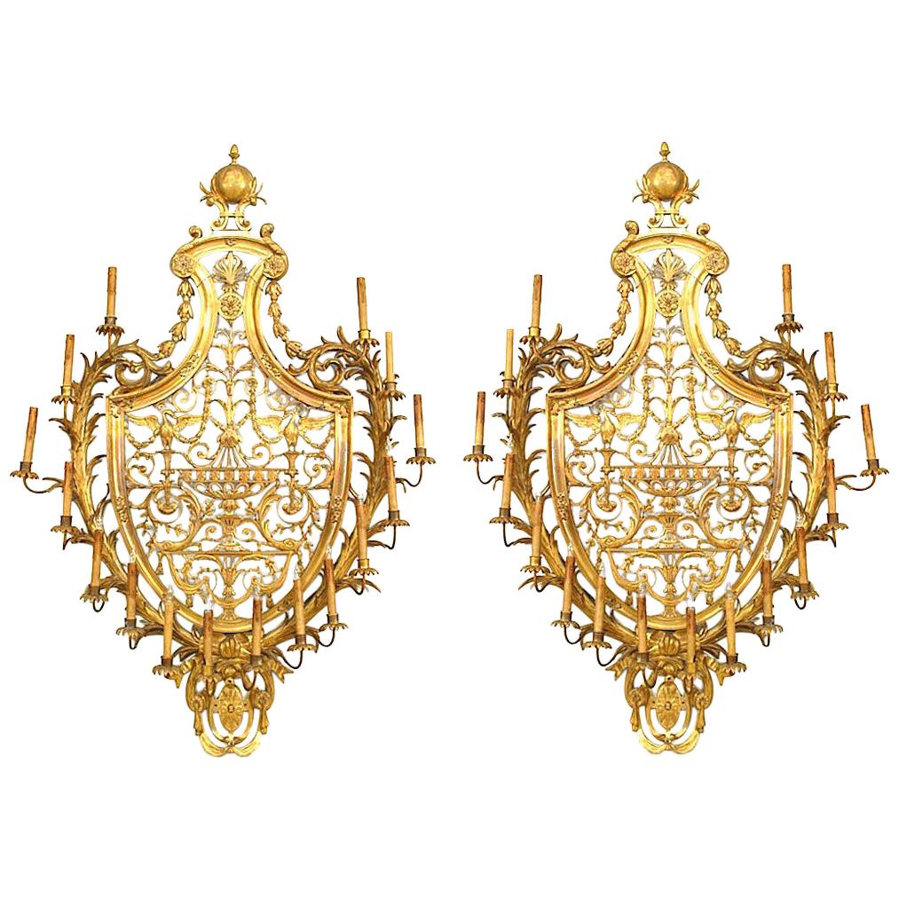 Pair of Caldwell French Empire Style Ormolu Wall Sconces