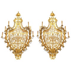 Pair of Caldwell French Empire Style Ormolu Wall Sconces