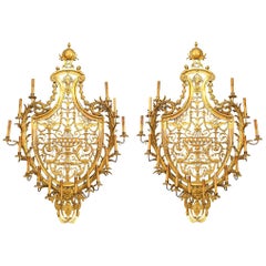 Pair of Caldwell French Empire Style Ormolu Wall Sconces