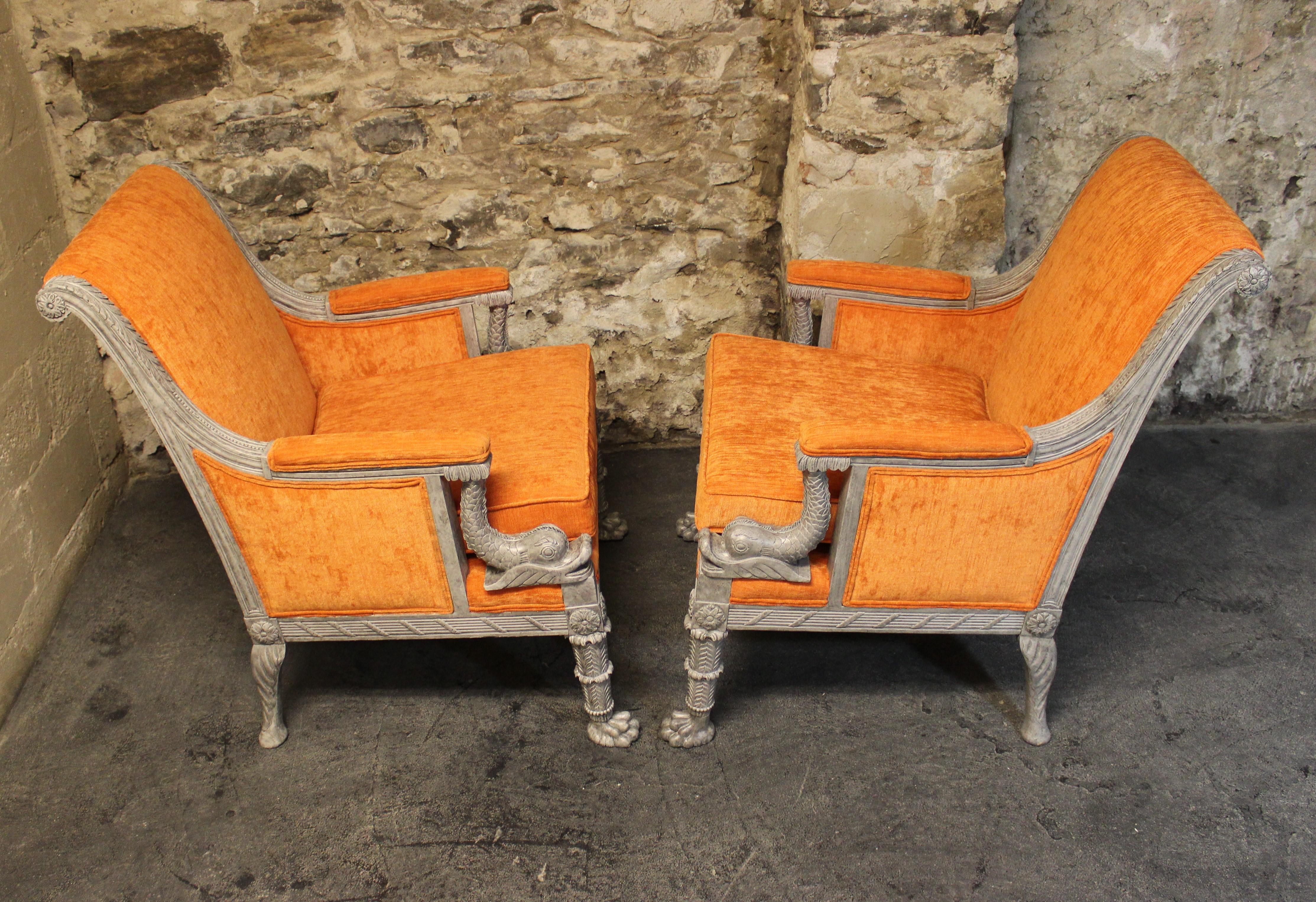 20th Century Pair of French Empire Style Armchairs
