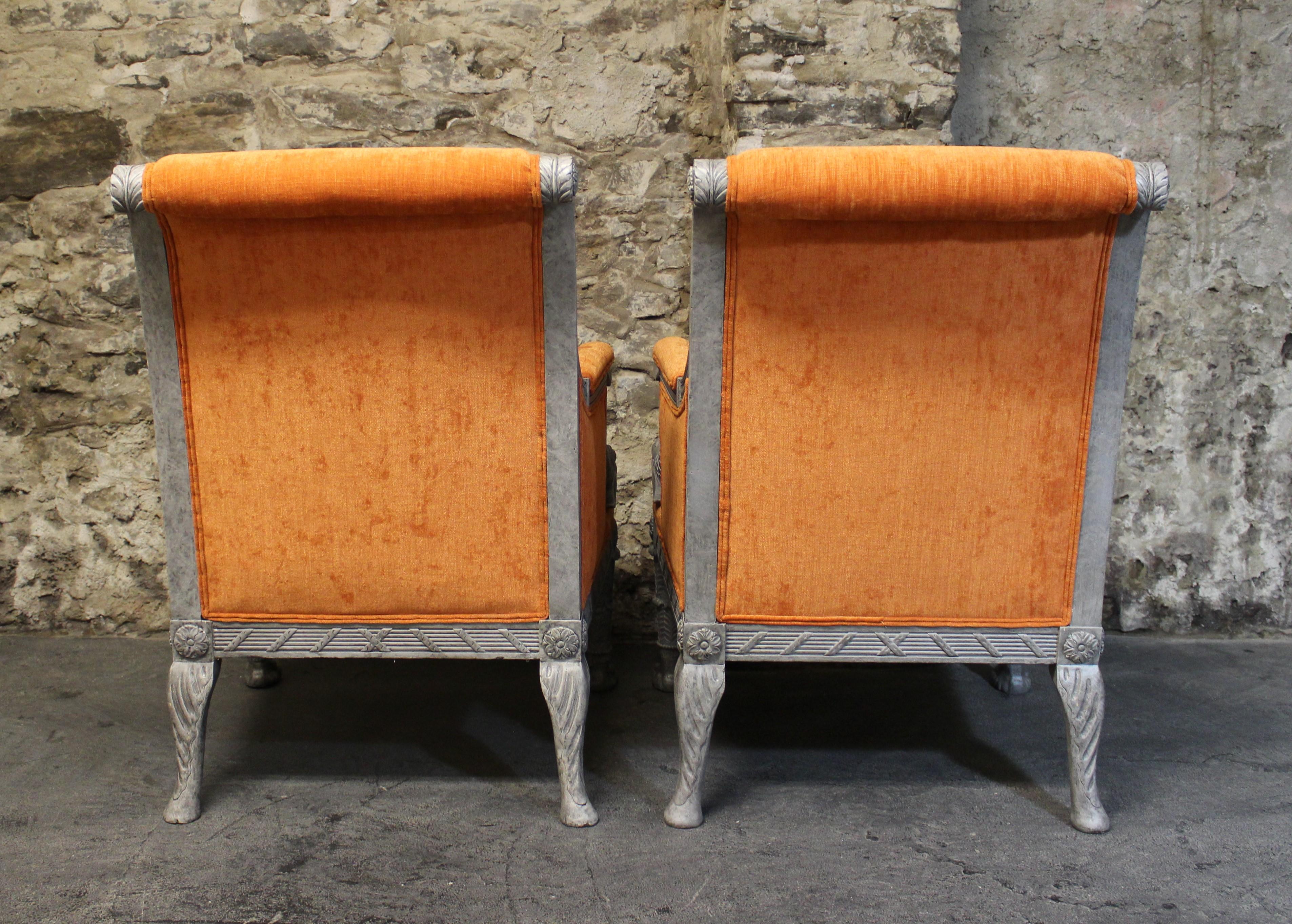 Pair of French Empire Style Armchairs 1