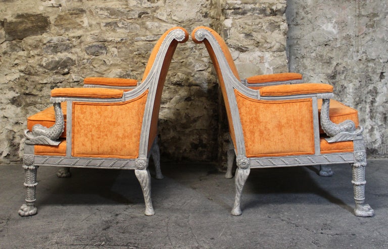 Pair of French Empire Style Armchairs For Sale 3