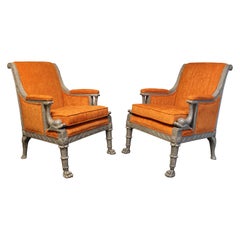 Pair of French Empire Style Armchairs