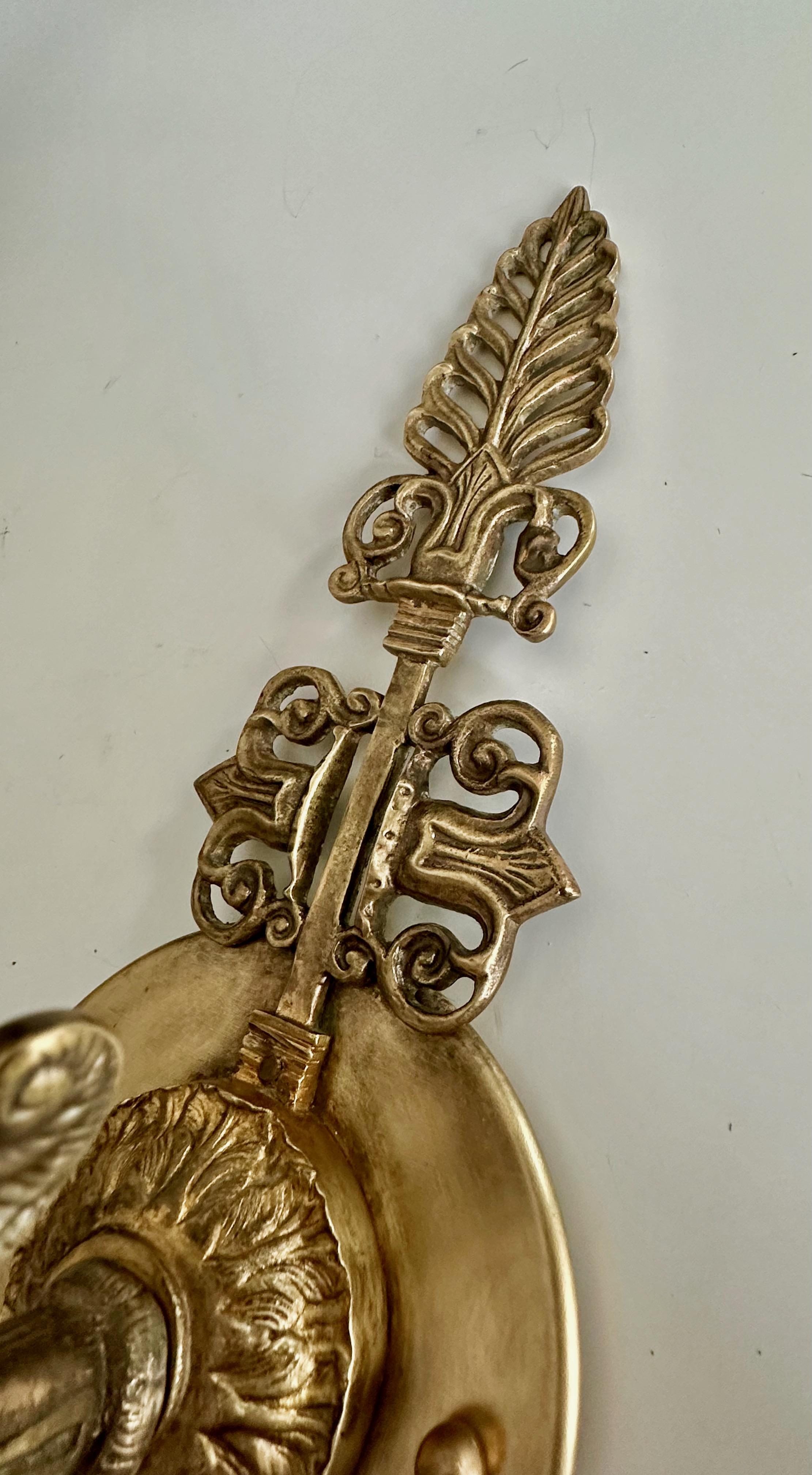 Pair of French Empire Style Arrow Swan Wall Sconces en vente 10