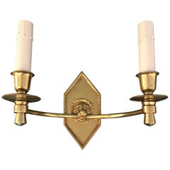 Pair of French Empire Style Brass Lion Wall Sconces