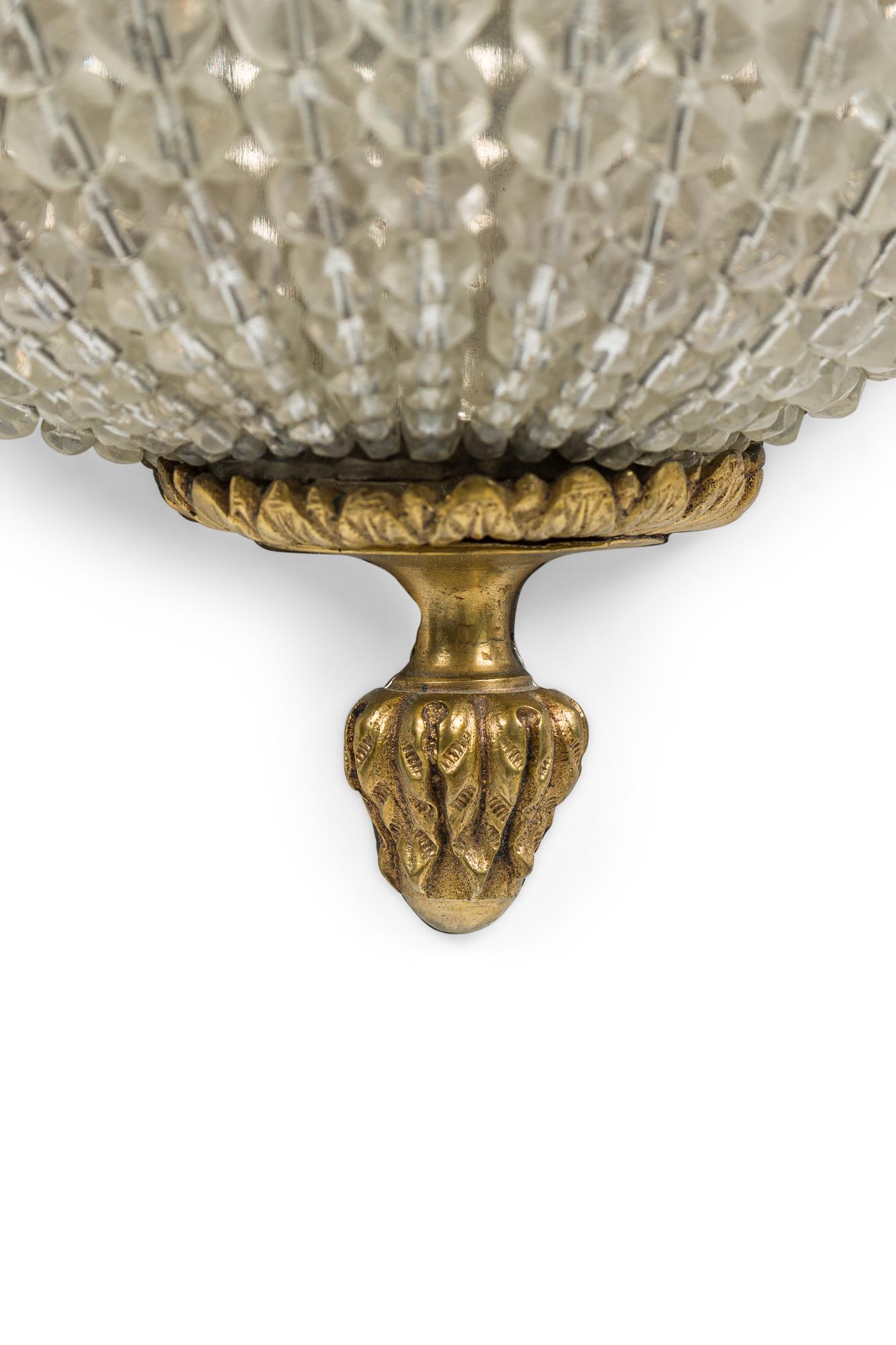 Pair of French Empire Style Bronze and Crystal Wall Lights Sconces For Sale 1