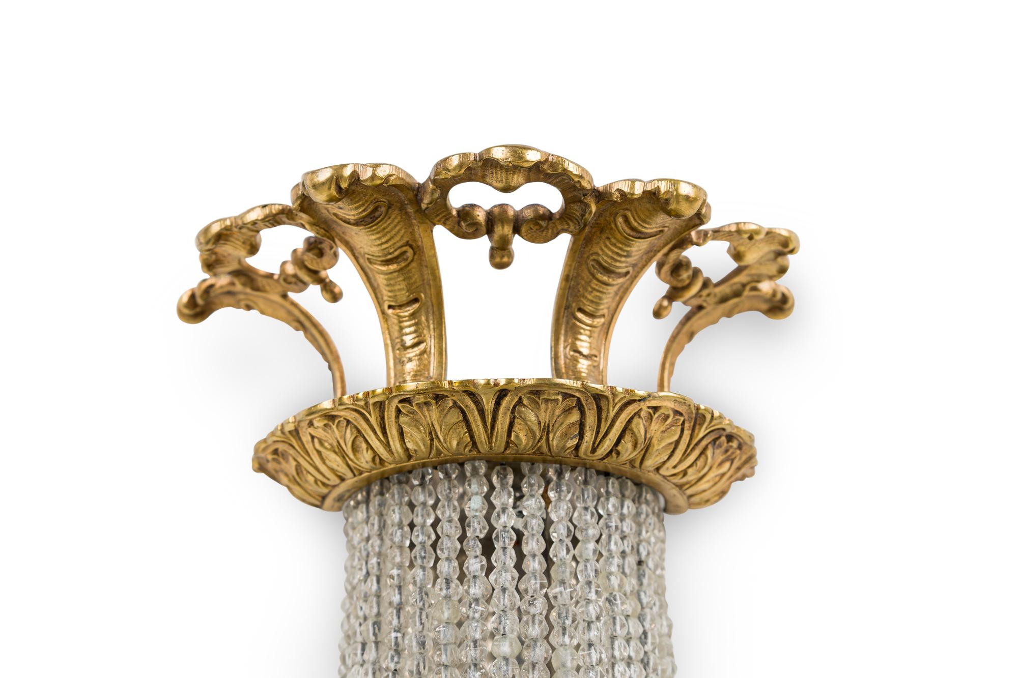 Pair of French Empire Style Bronze and Crystal Wall Lights Sconces For Sale 2
