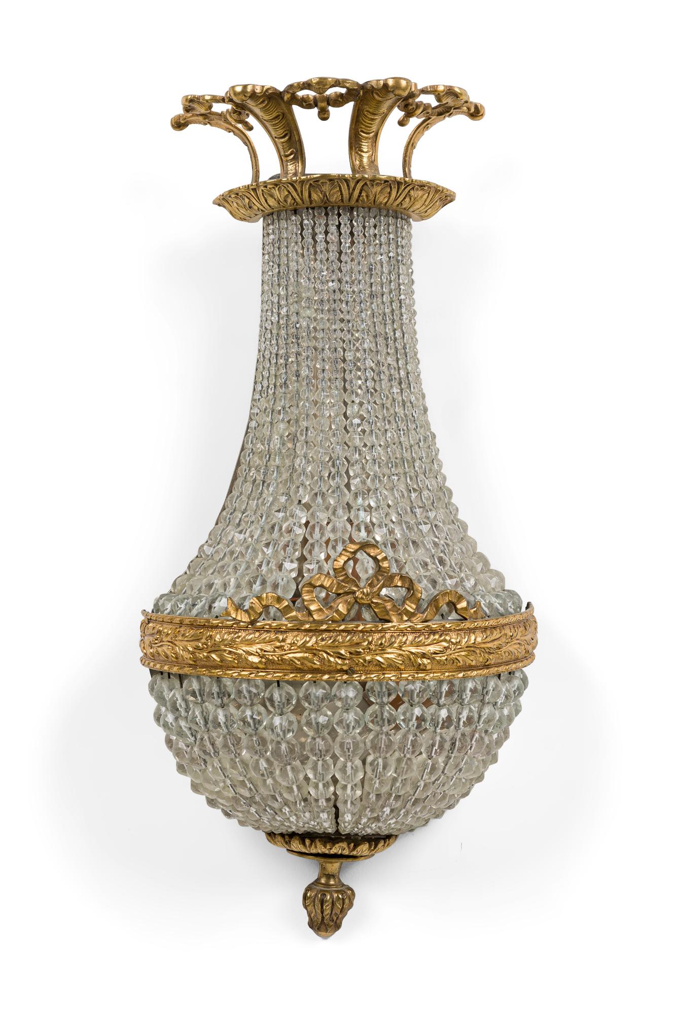 Napoleon III Pair of French Empire Style Bronze and Crystal Wall Lights Sconces For Sale