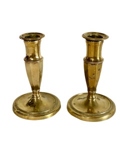 Pair of French Empire Style Bronze Candlestick Holders