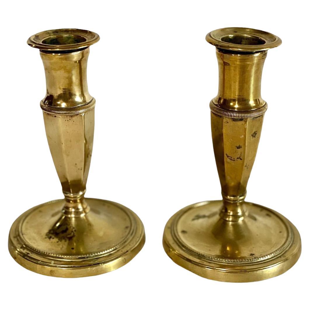 Pair of French Empire Style Bronze Candlestick Holders For Sale