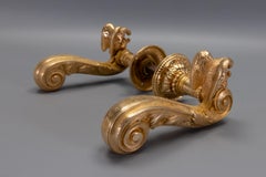 Pair of French Empire Style Bronze Door Handles with Eagle and Serpent Motif