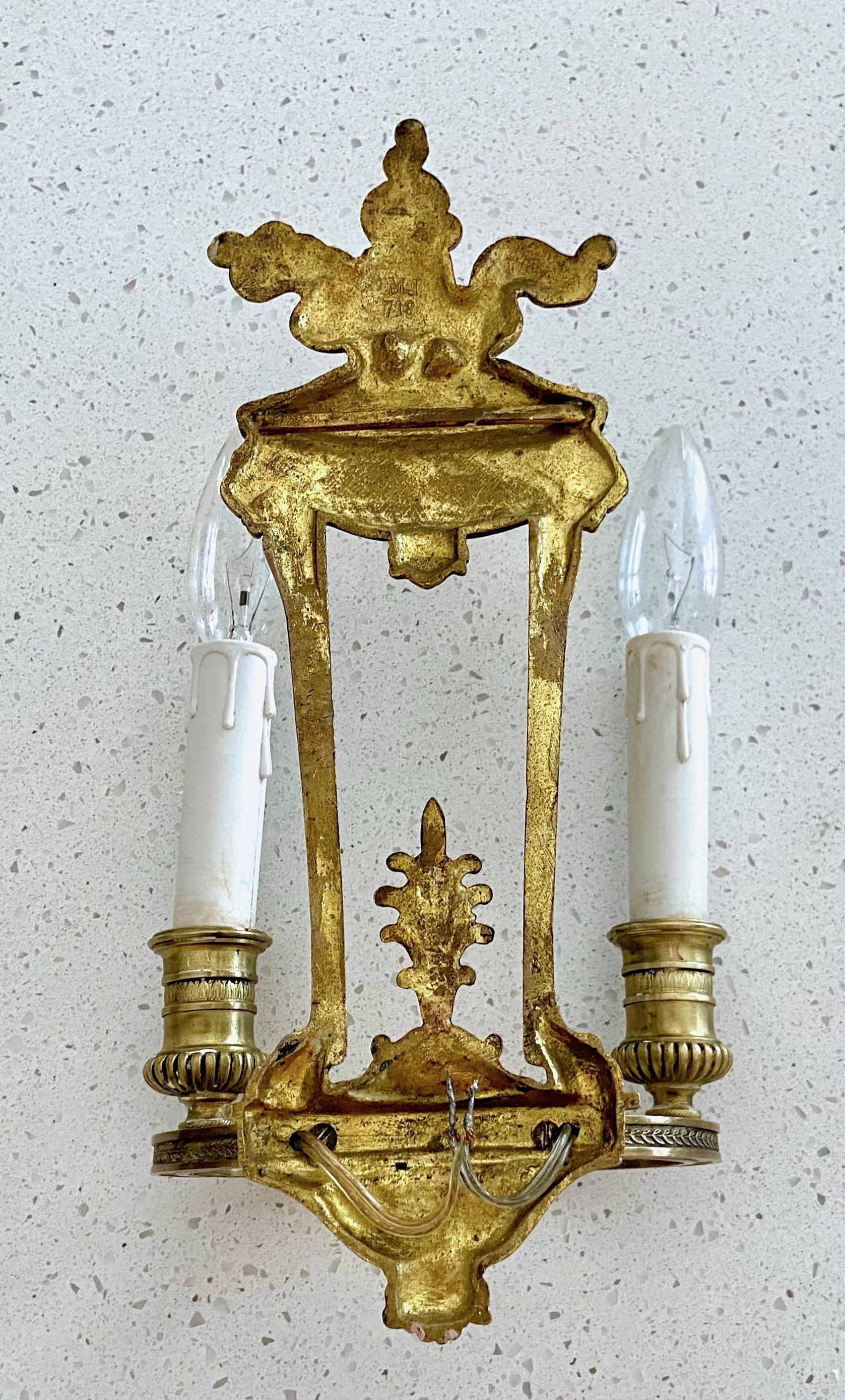 Pair of French Empire Style Bronze Lion Wall Sconces 9