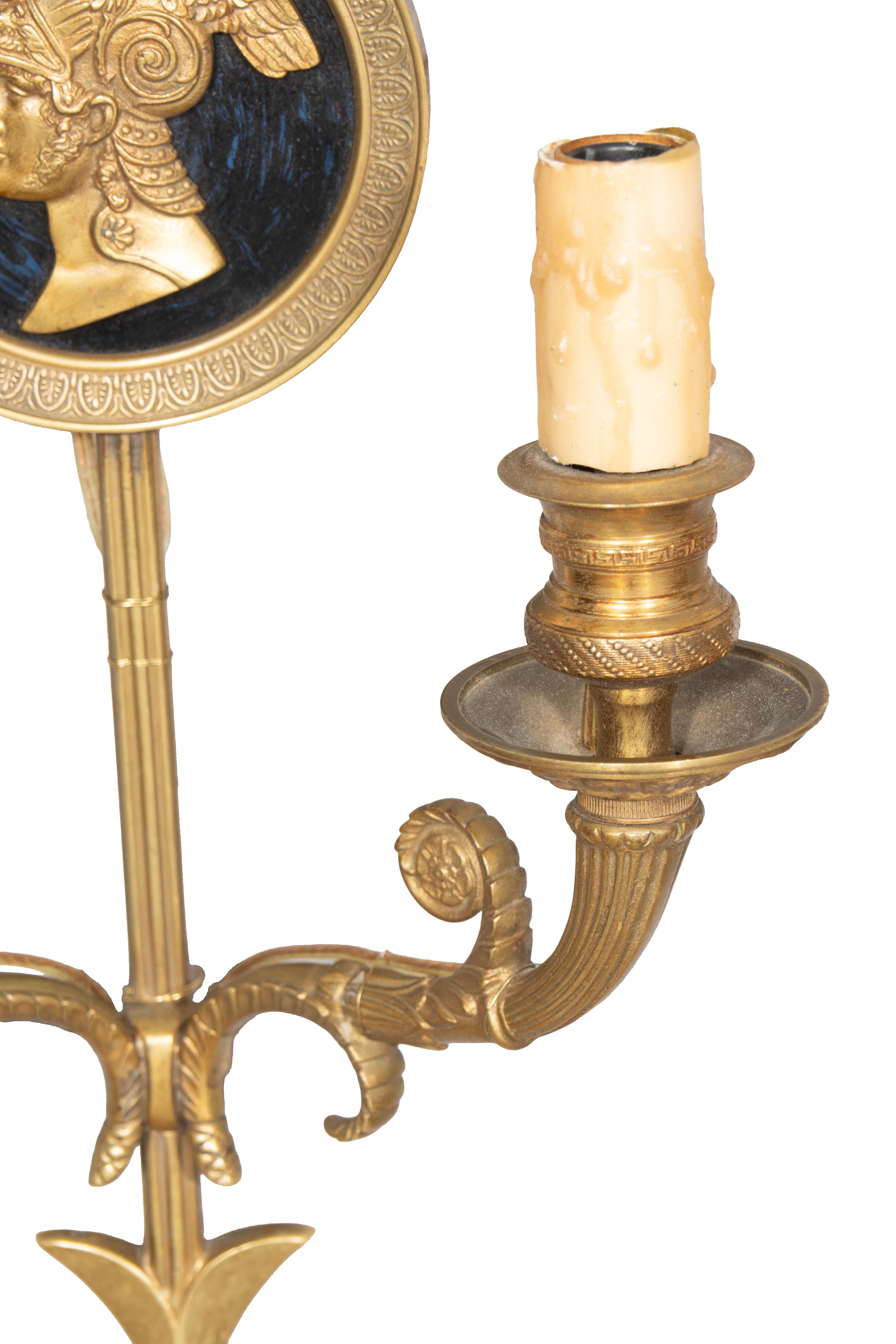 Pareja De Apliques De Bronce Estilo Imperio Francés en venta 3