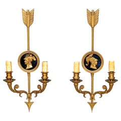 Pair Of French Empire Style Bronze Wall Sconces