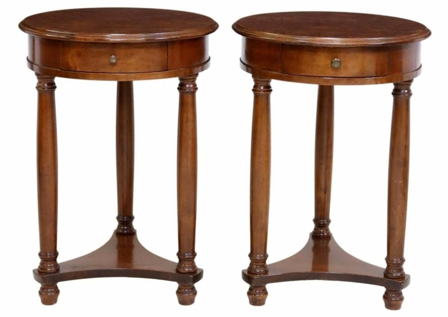 Pair of French Empire Style Burlwood Guéridon Tables  In Good Condition For Sale In Forney, TX
