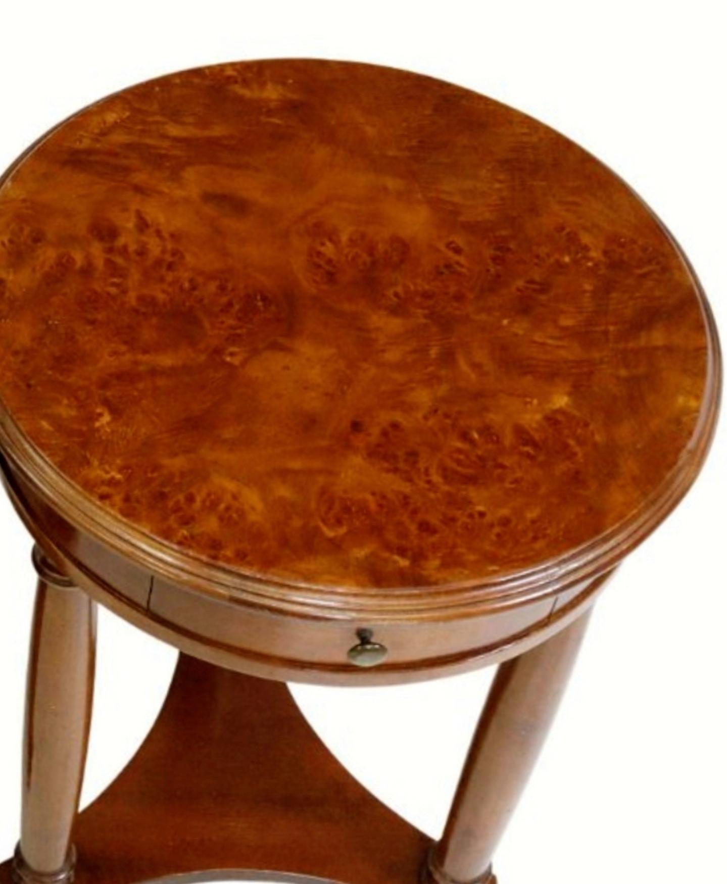 Pair of French Empire Style Burlwood Guéridon Tables  For Sale 3