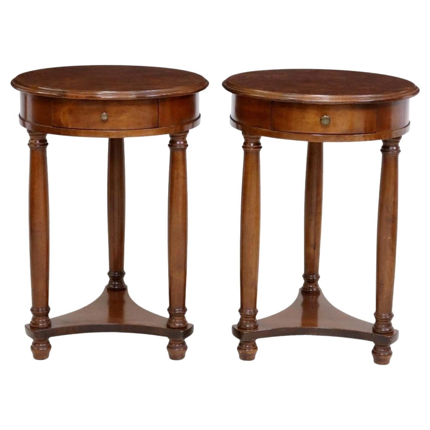 Pair of French Empire Style Burlwood Guéridon Tables  For Sale