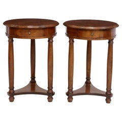 Pair of French Empire Style Burlwood Guéridon Tables