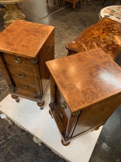 Pair of French Empire Style Burlwood Side Tables