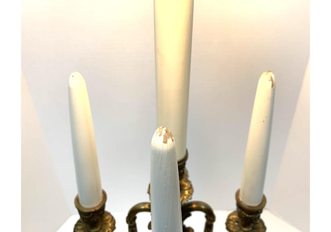 Pair Of  French Empire Style Candelabra Lamps With Custom Shades For Sale 1