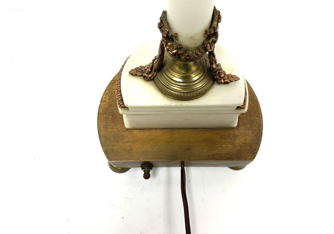 Pair Of  French Empire Style Candelabra Lamps With Custom Shades For Sale 2