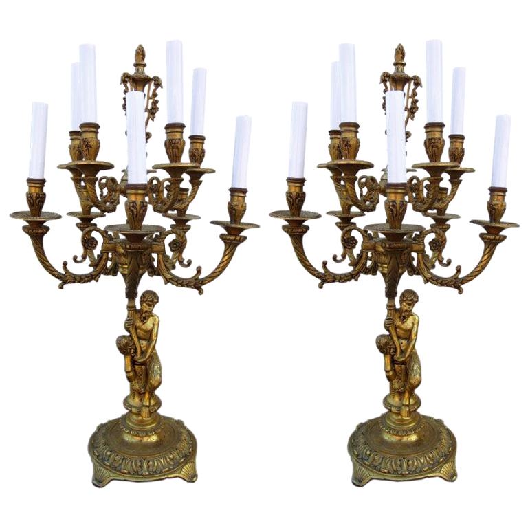 Pair of French Empire Style Candelabras For Sale