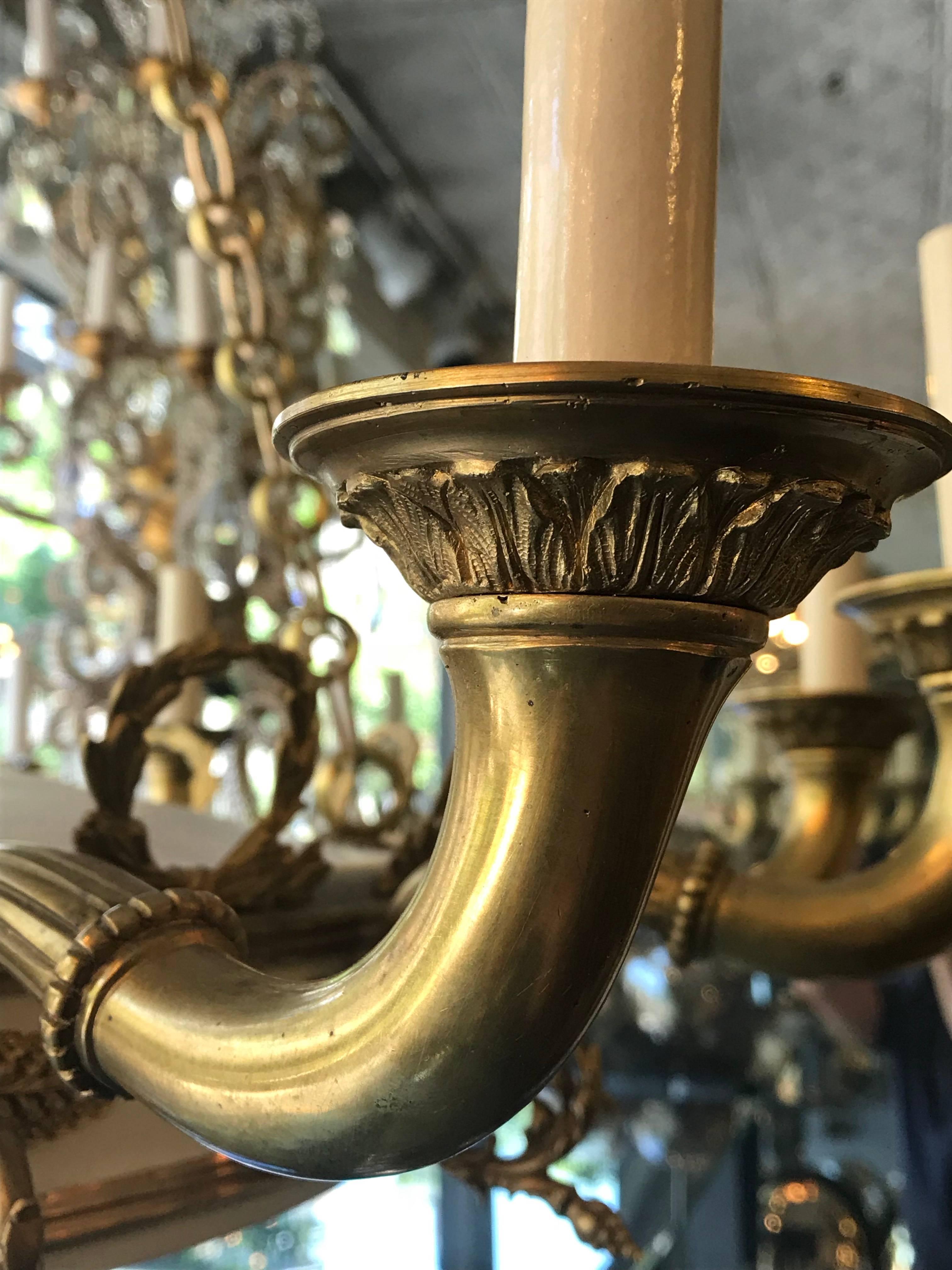 Pair of French Empire Style Chandeliers, Sold Individually In Good Condition For Sale In New York, NY