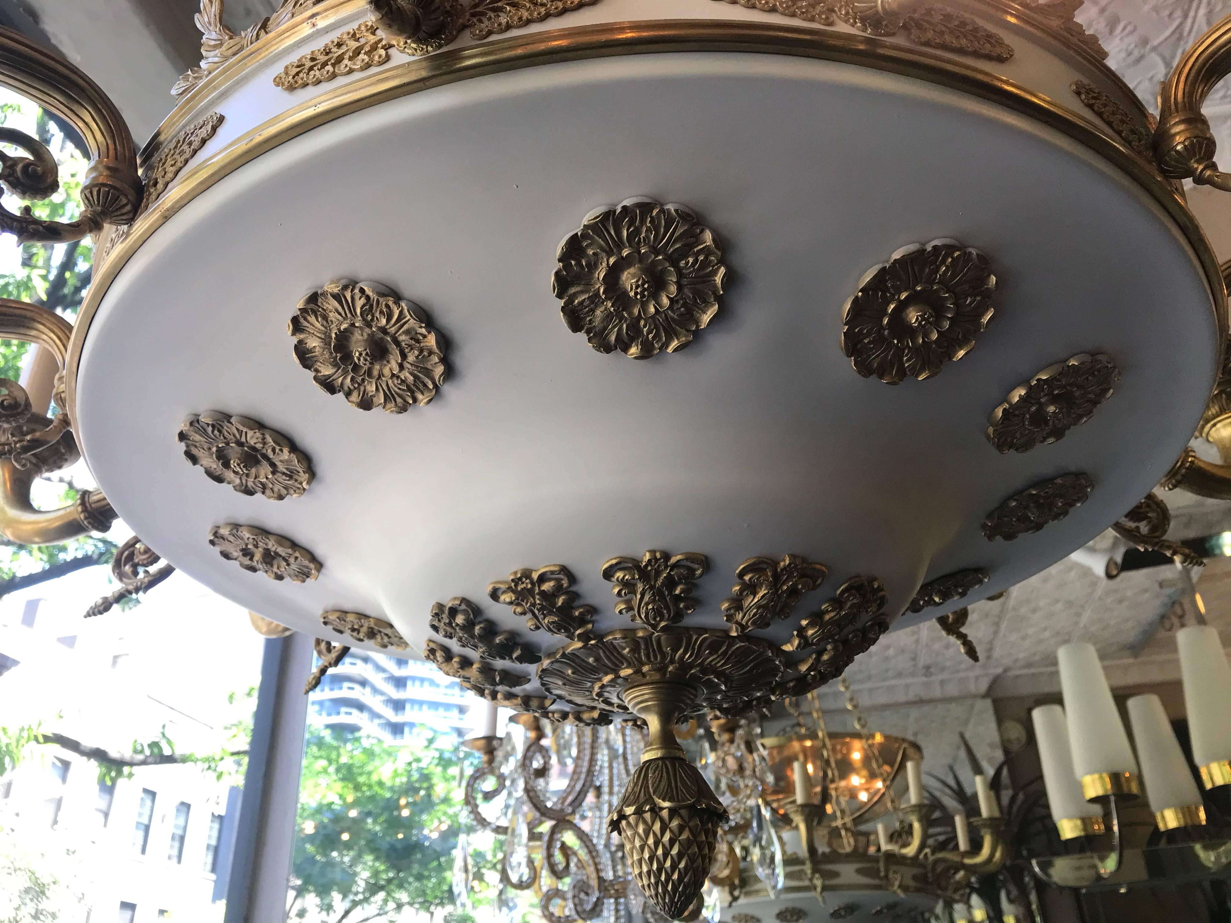 Bronze Pair of French Empire Style Chandeliers, Sold Individually For Sale