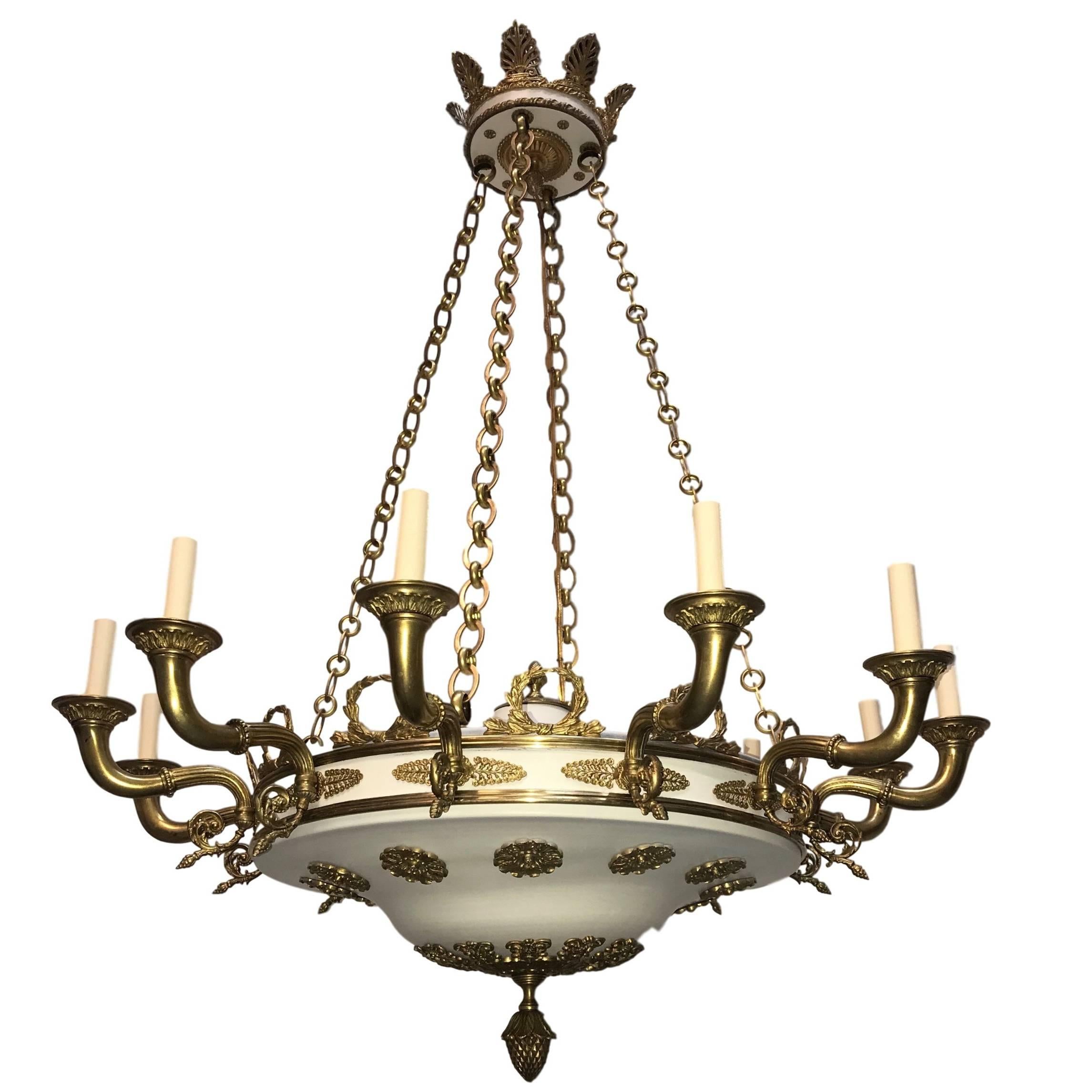 Pair of French Empire Style Chandeliers, Sold Individually For Sale